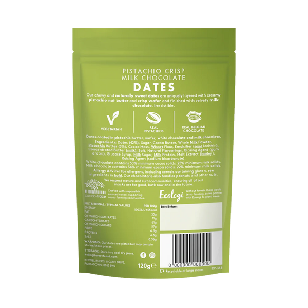 Forest Feast Pistachio Crisp Milk Chocolate Dates