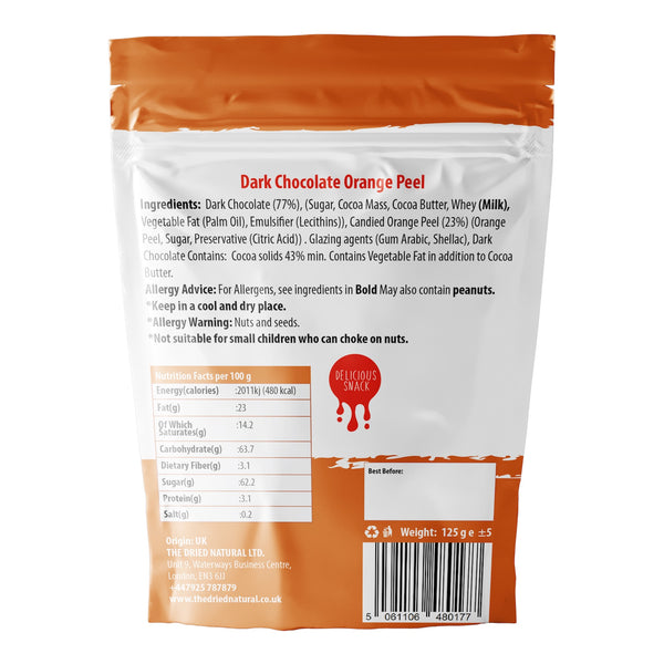 Dark Chocolate Orange Peel - Snack Fruit Treat Gift Resealable
