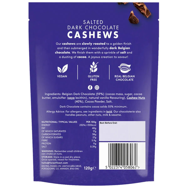 Forest Feast Salted Dark Chocolate Cashews 120g